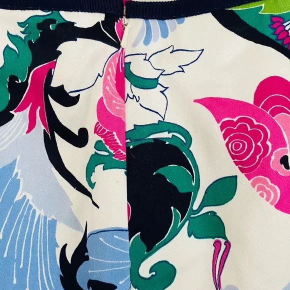 Talbots NWT Navy &amp; Pink Colorful Floral Summer Ready Classic Pencil Skirt Sz 10