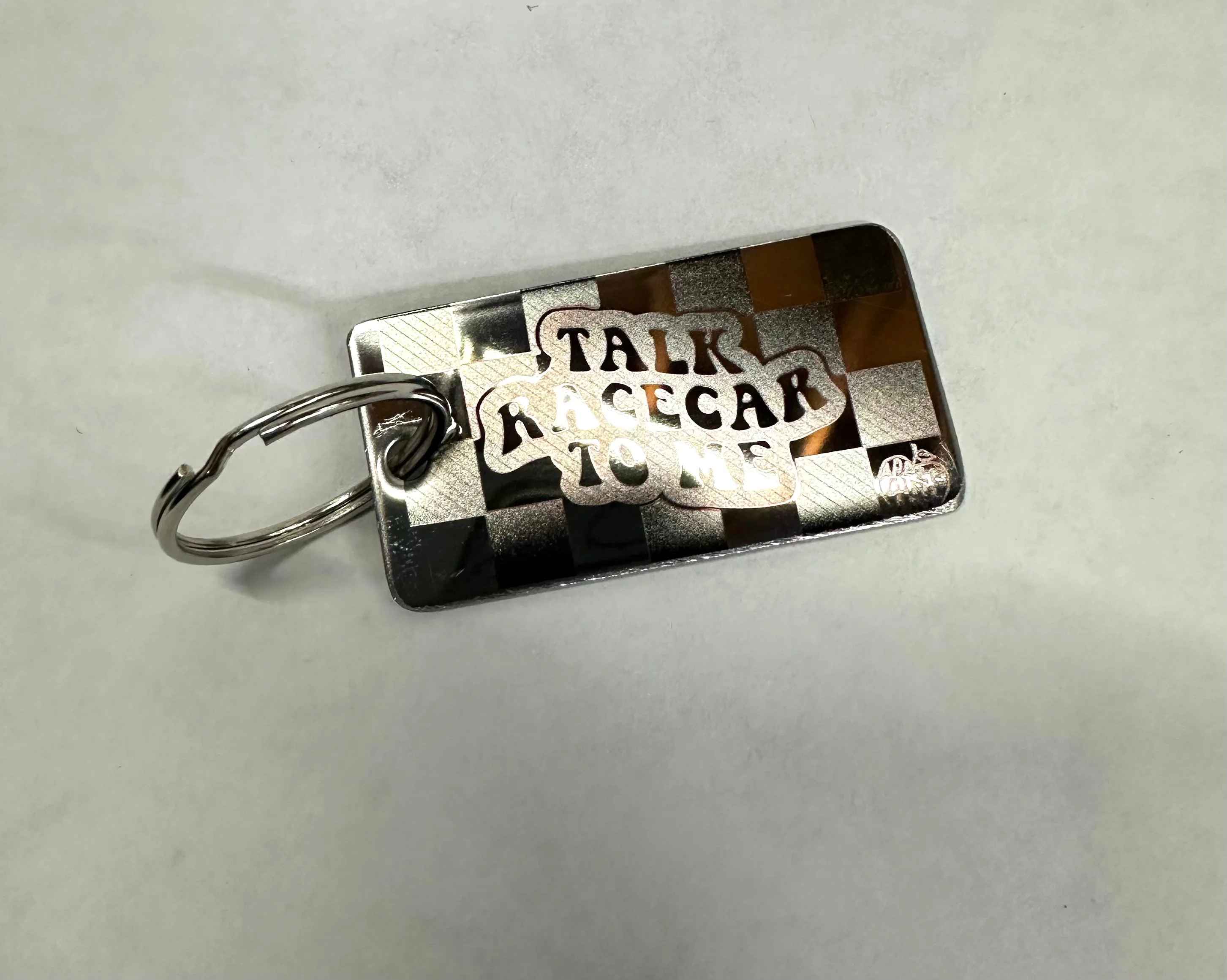 Talk Racecar To Me Keychain