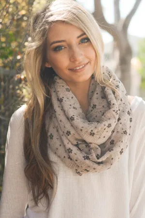 Taupe Floral Infinity Scarf