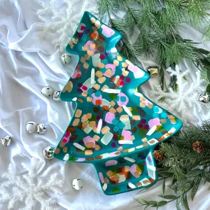 Teal and Bright Christmas Tray