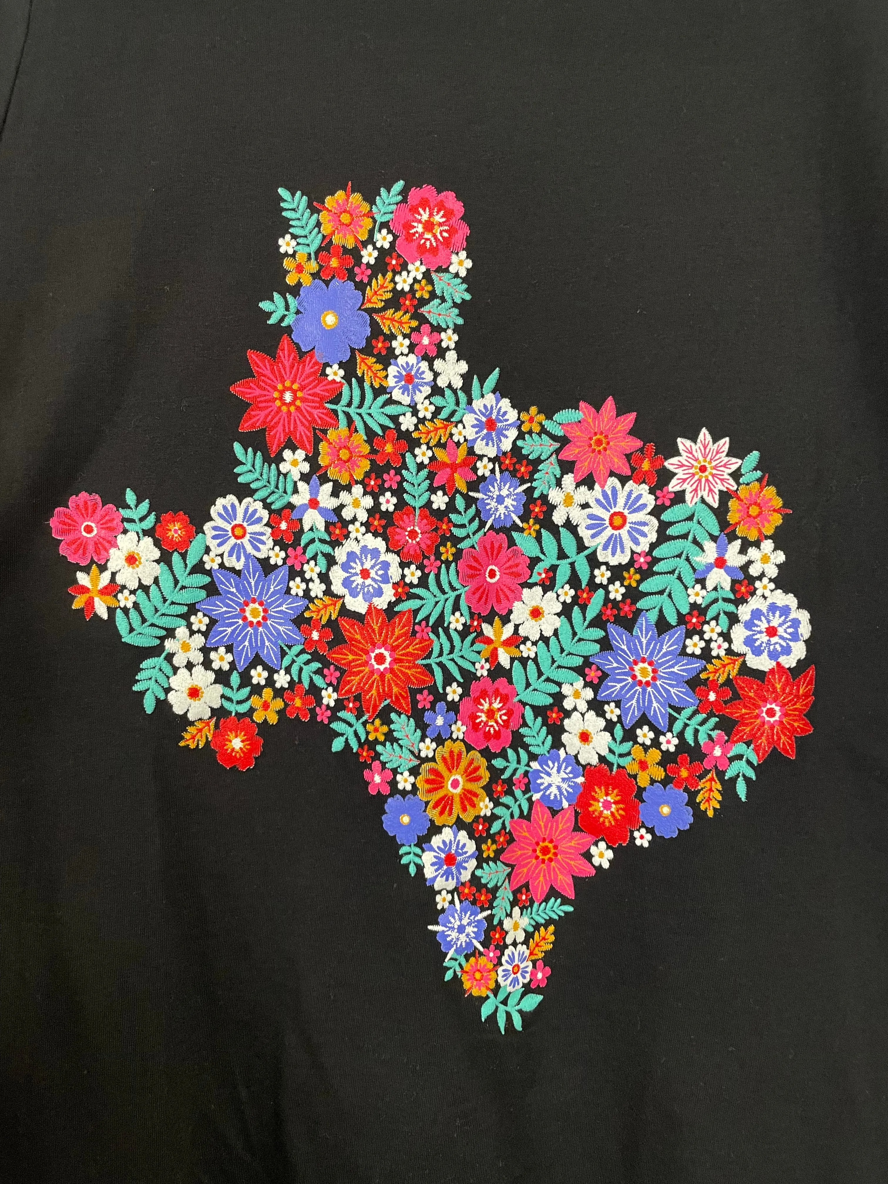 Texas Faux Embroidered Flowers Graphic Tee