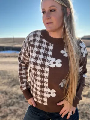 The Pay Me In Plaid Floral Sweater