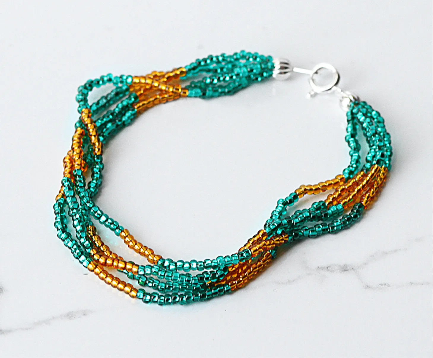 The Quartet Bracelet- Teal/Gold