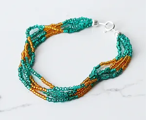 The Quartet Bracelet- Teal/Gold