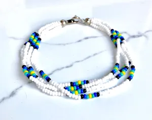 The Quartet Bracelet- White/Blue Sunburst