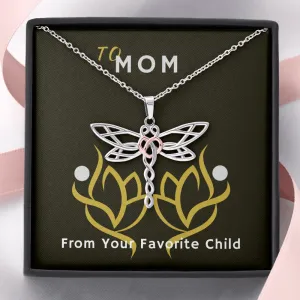 To Mom with Love Artistic Dragonfly Necklace