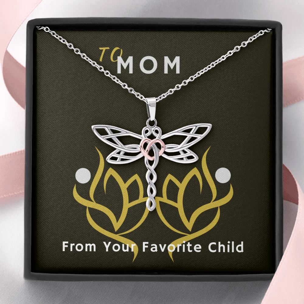To Mom with Love Artistic Dragonfly Necklace