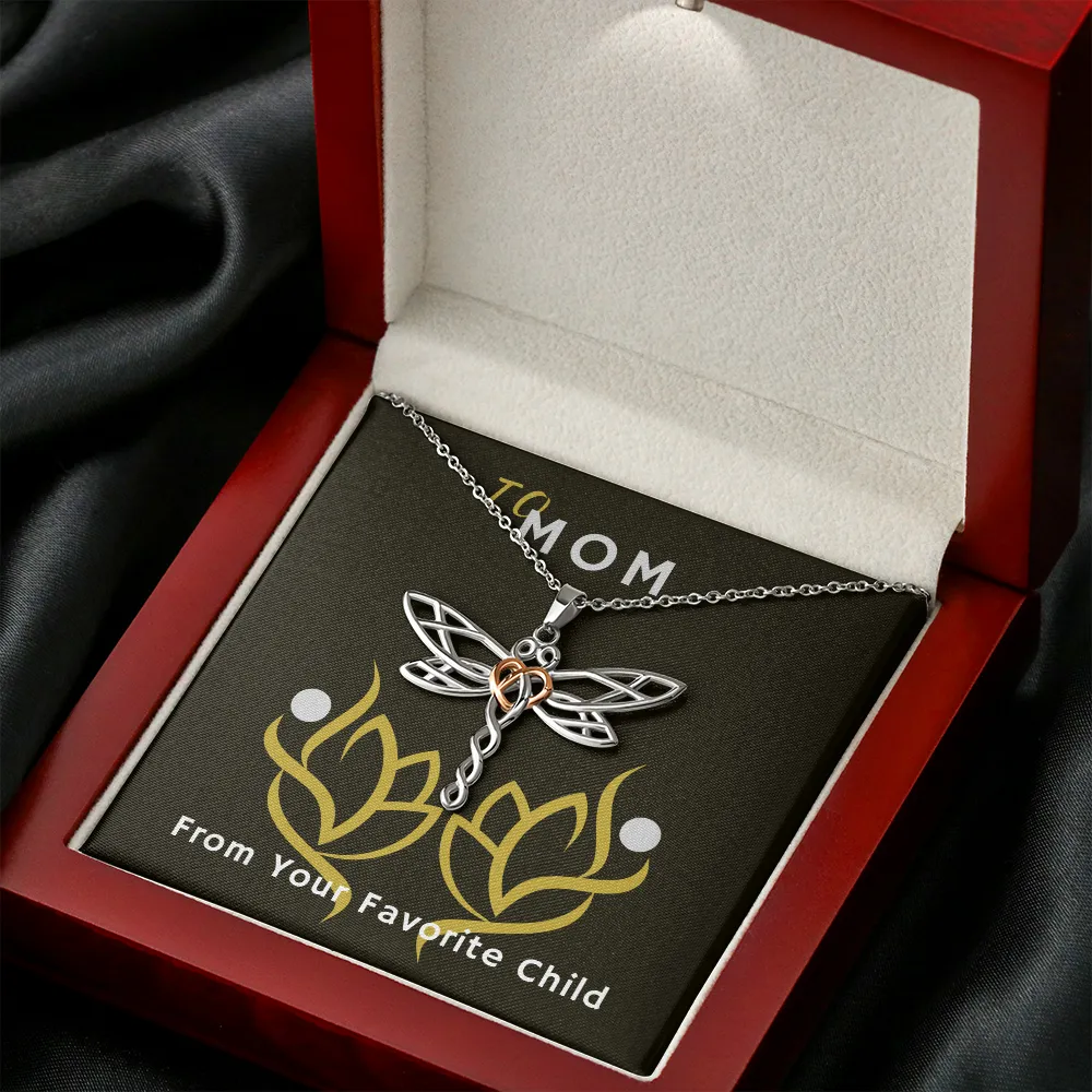 To Mom with Love Artistic Dragonfly Necklace