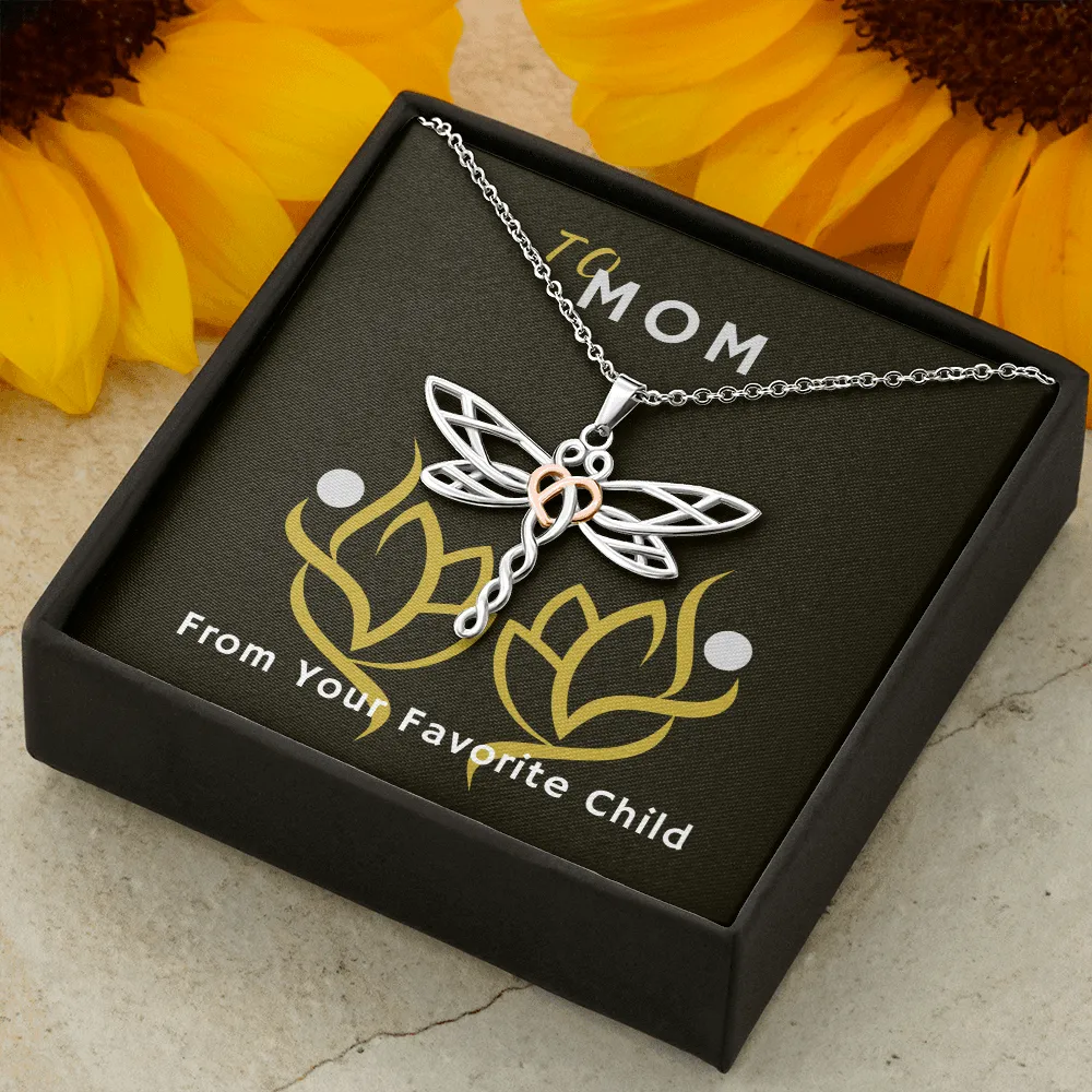 To Mom with Love Artistic Dragonfly Necklace