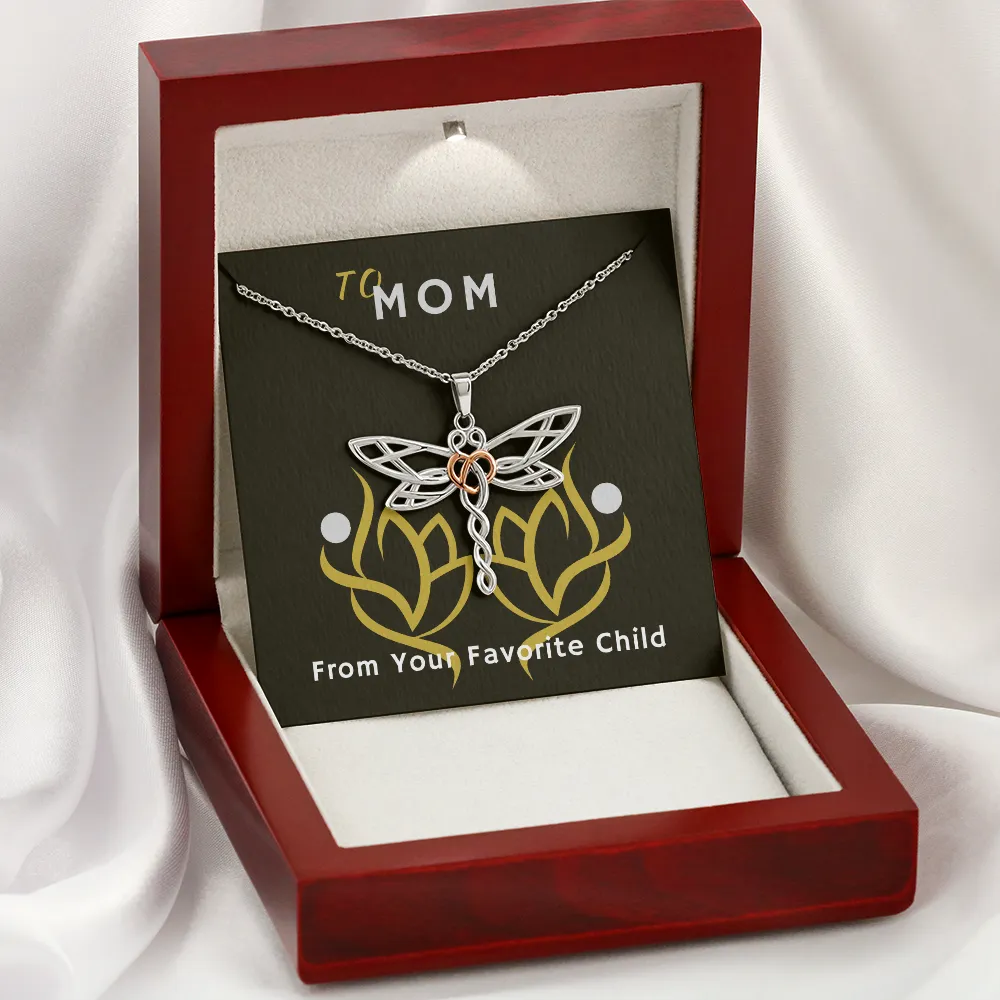 To Mom with Love Artistic Dragonfly Necklace