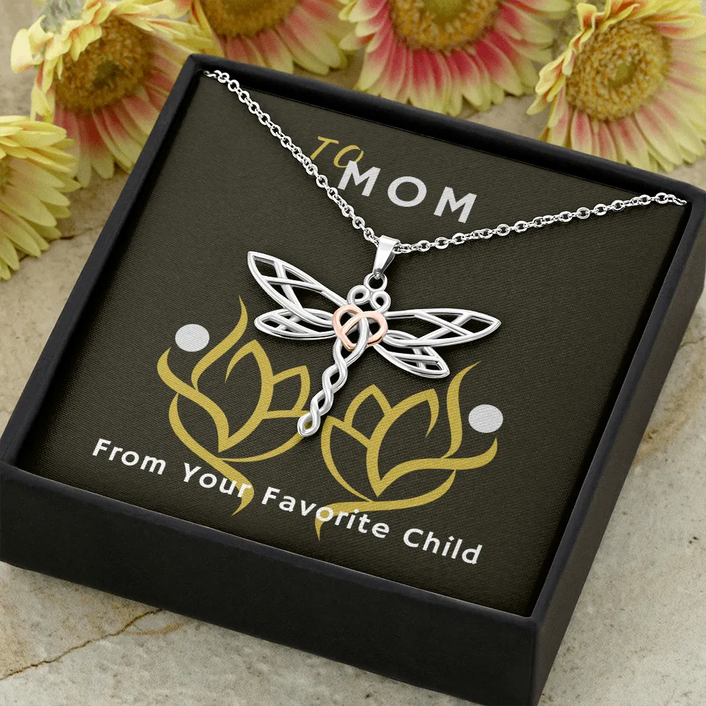 To Mom with Love Artistic Dragonfly Necklace