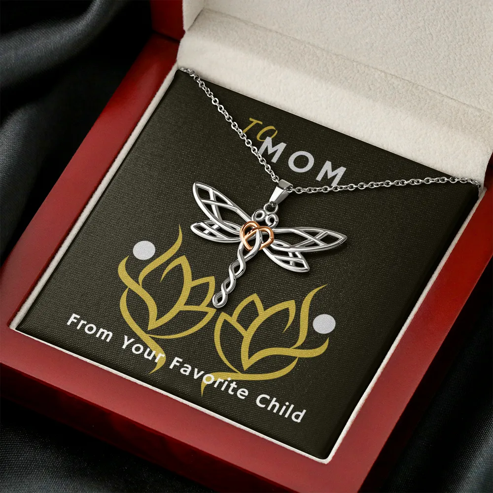 To Mom with Love Artistic Dragonfly Necklace