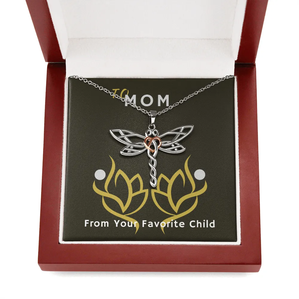 To Mom with Love Artistic Dragonfly Necklace