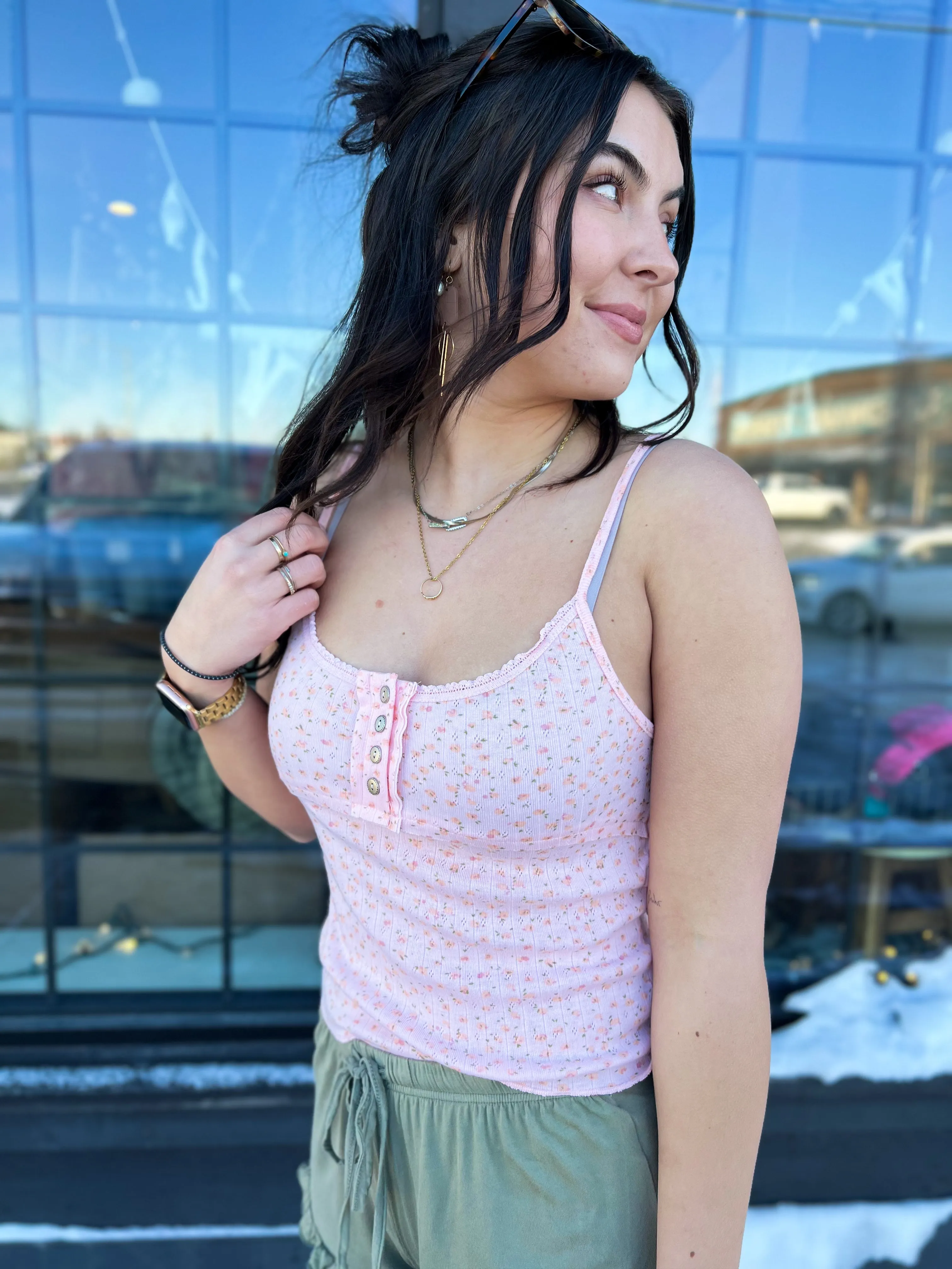 Too Sweet Floral Cami- Rose Pink