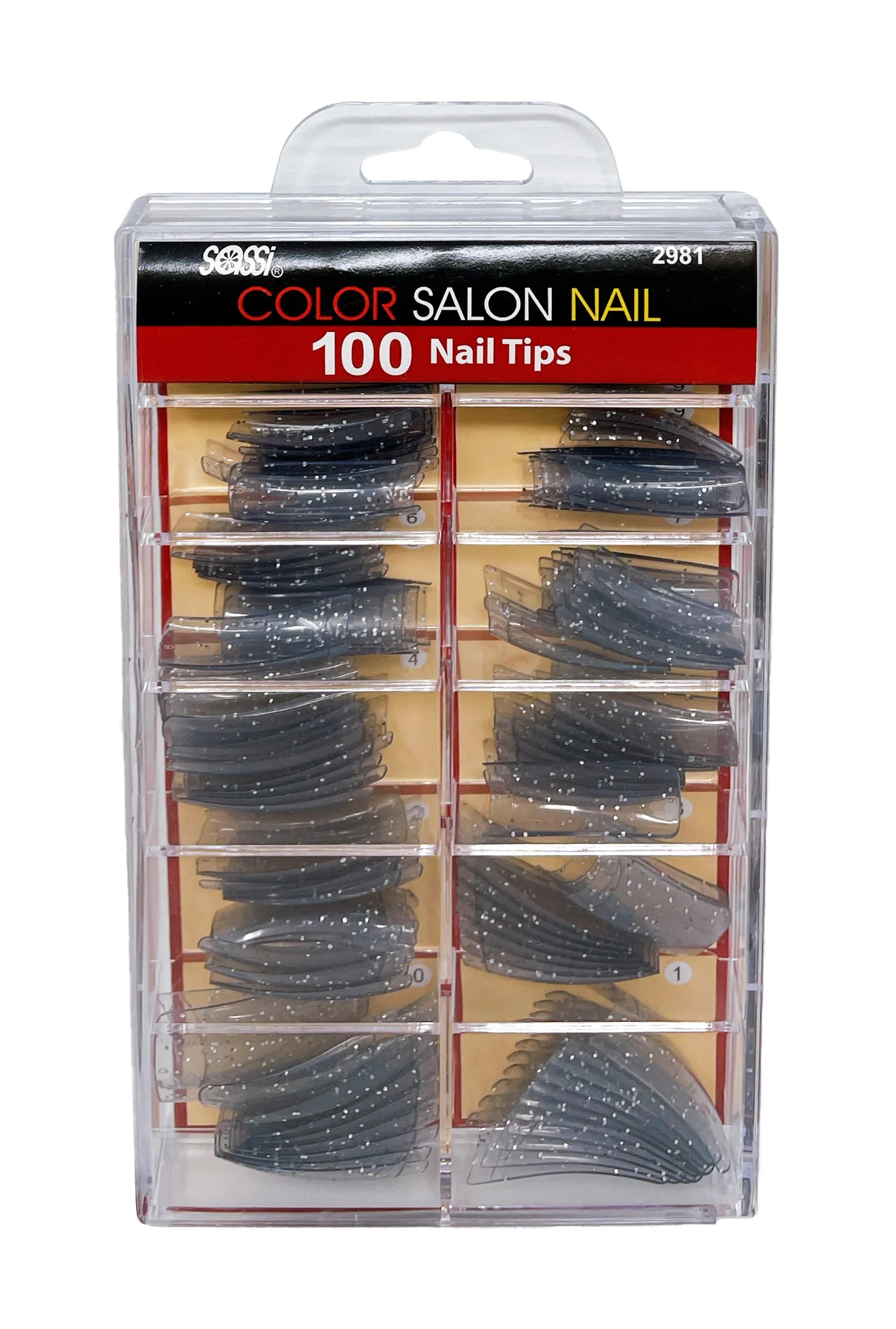 Transparent Glitter Silver 100tips