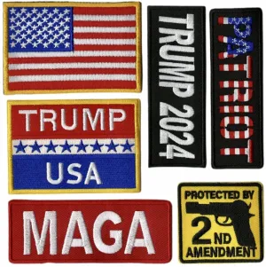 Trump 2024 MAGA Patriotic Patches  Iron On/Sew On 6pc.