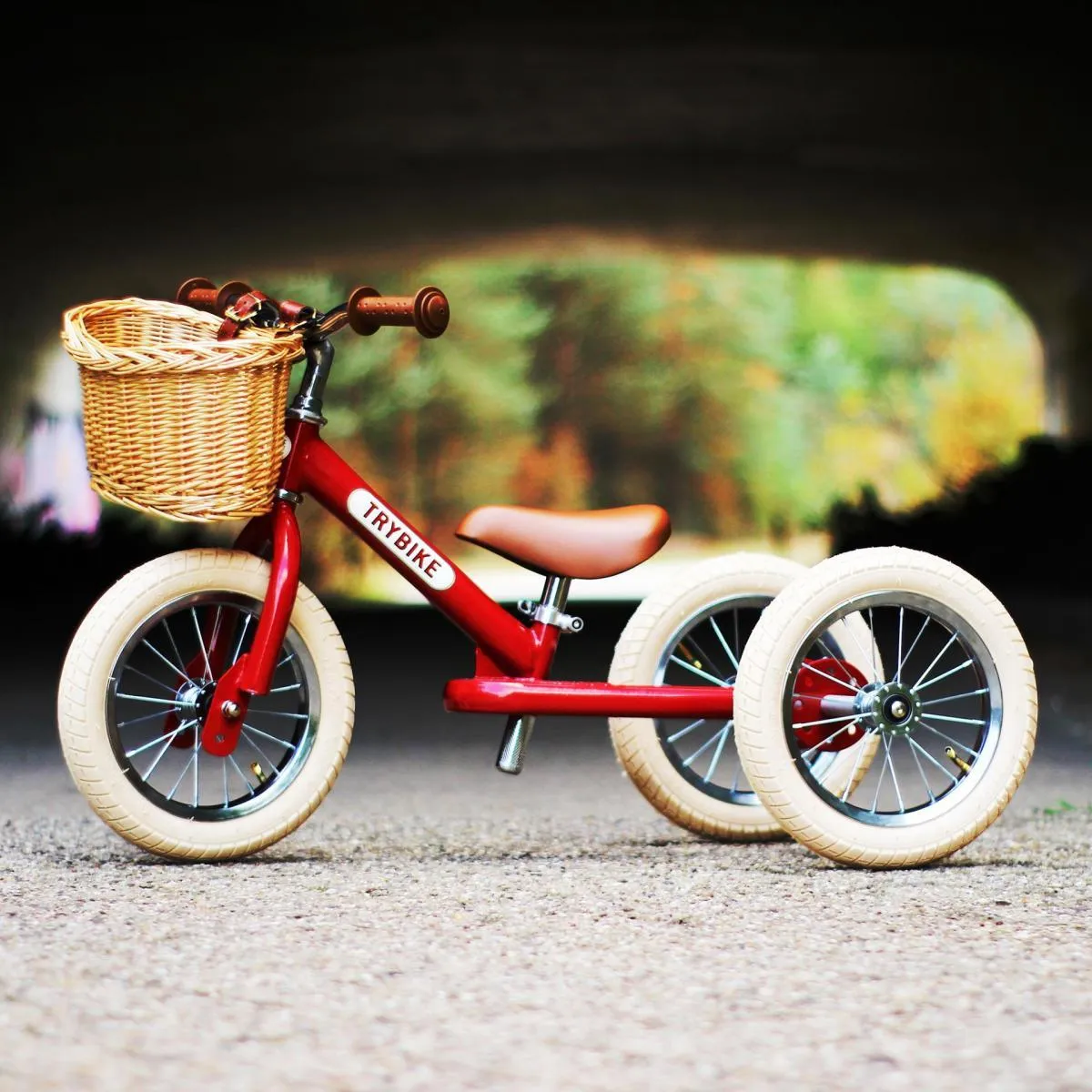 Trybike Balance Bike Wooden Wicker Basket
