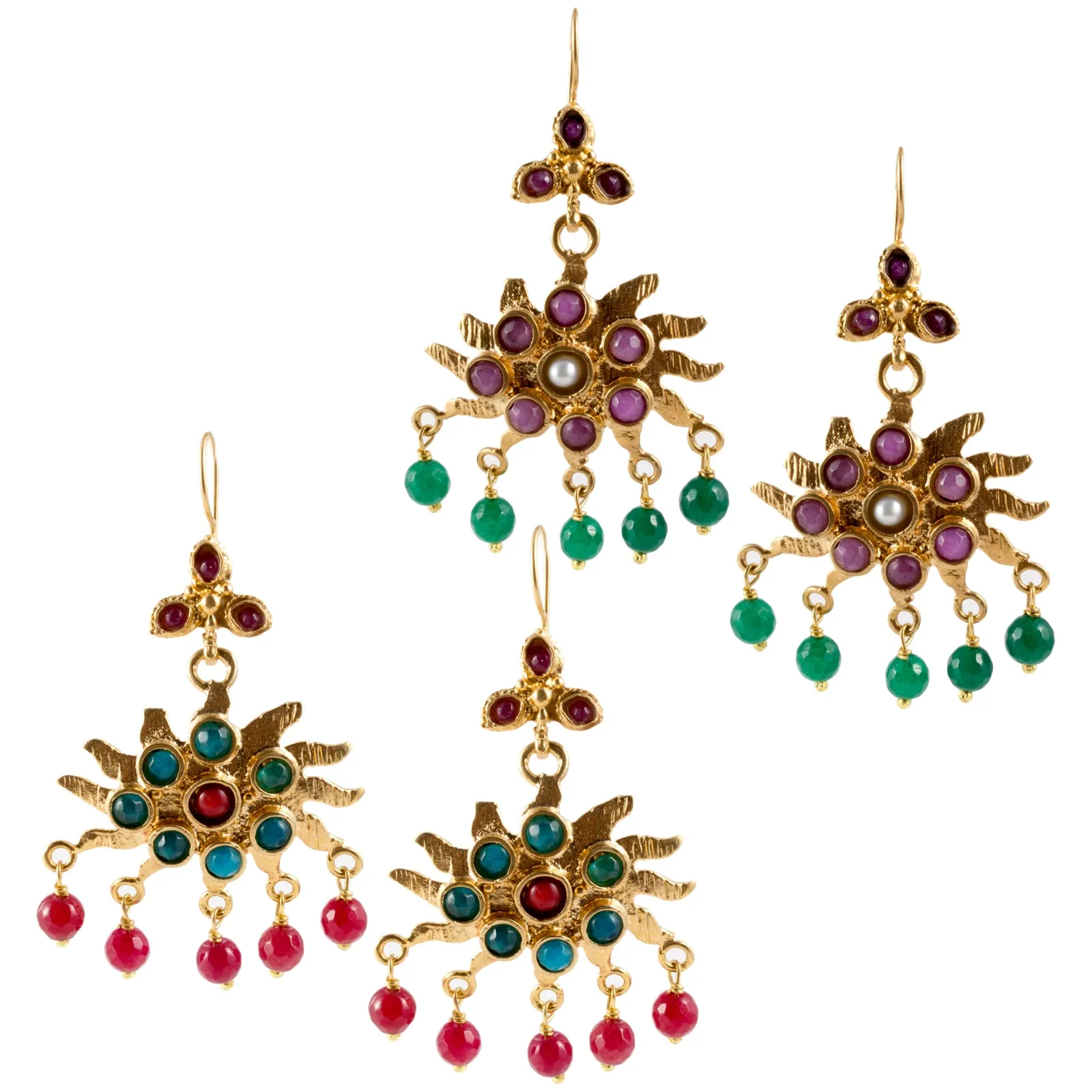 Turkish Delights Earrings: Sunburst Chandelier Drops
