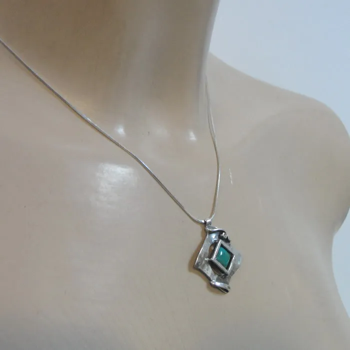 Turquoise Pendant 925 Sterling Silver Handmade Art Hadar Designers (ms 351) y