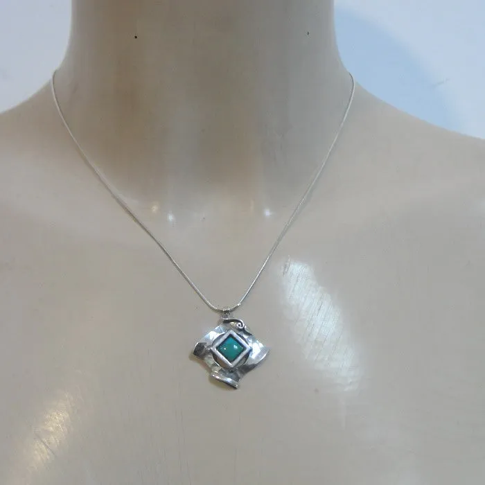 Turquoise Pendant 925 Sterling Silver Handmade Art Hadar Designers (ms 351) y