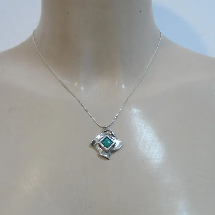 Turquoise Pendant 925 Sterling Silver Handmade Art Hadar Designers (ms 351) y
