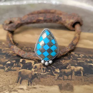 Turquoise x Pyrite Ring - sz 7