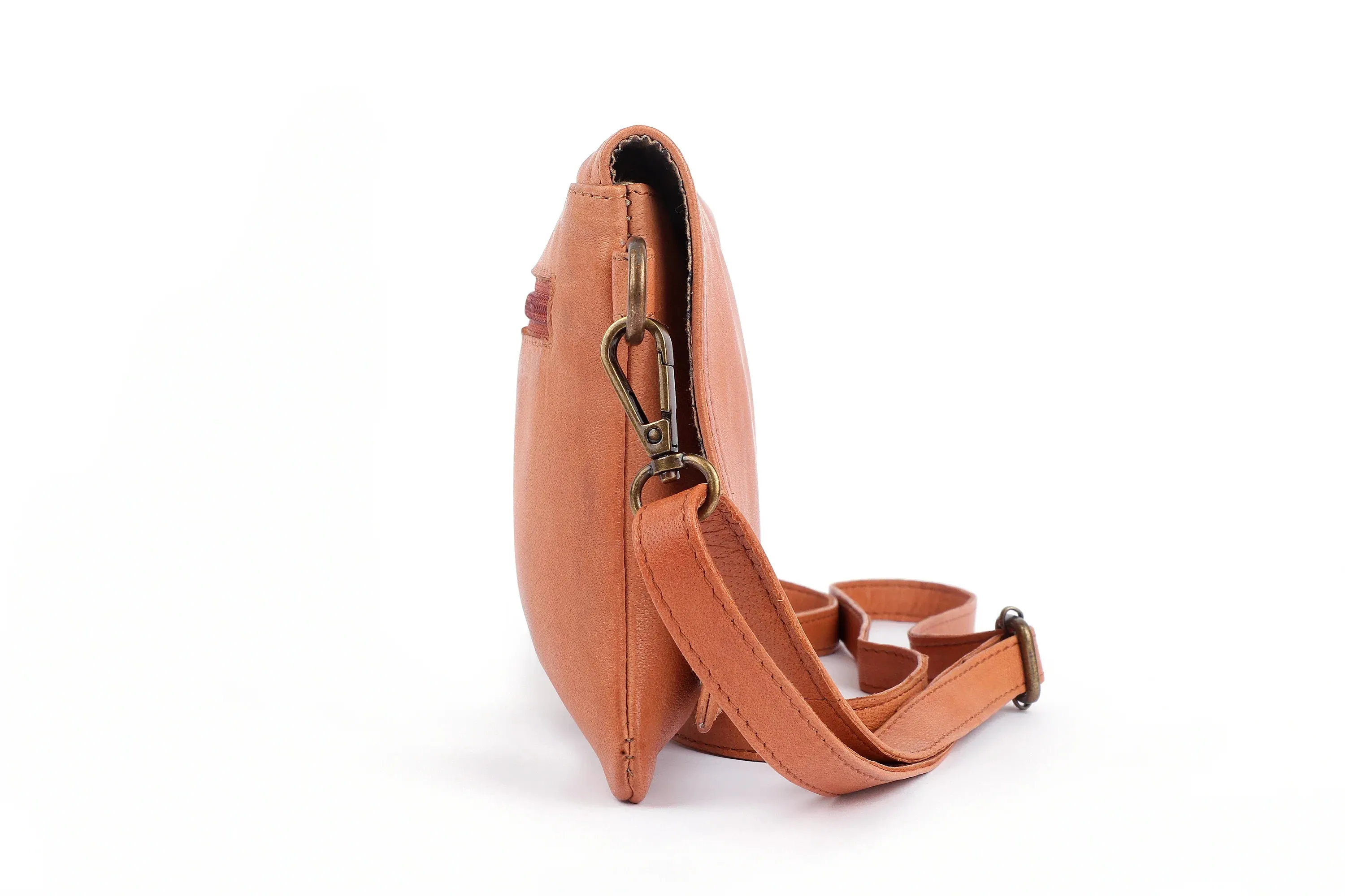 Tush Leather Cross Body - Tan