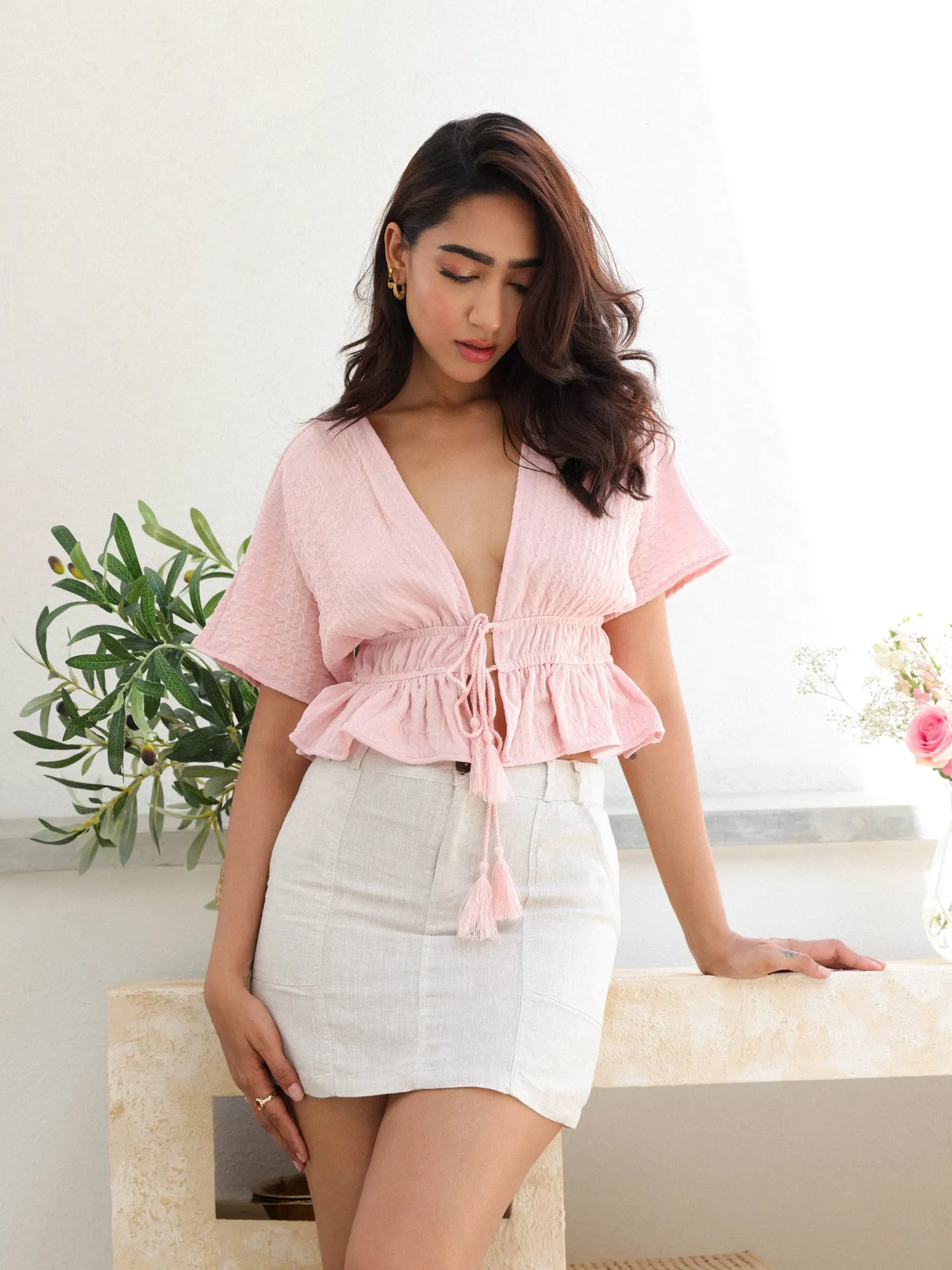 Tussle Detailed Tie Up Top