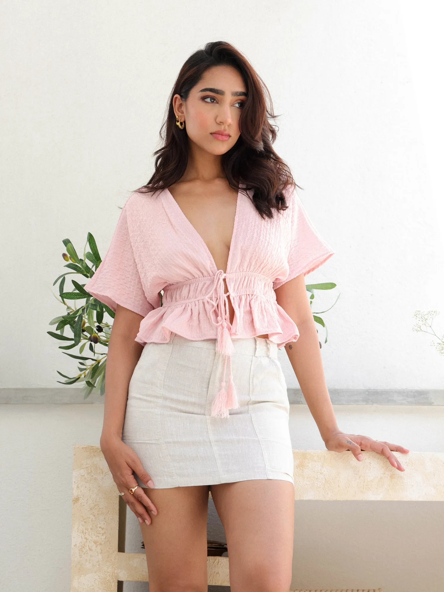 Tussle Detailed Tie Up Top