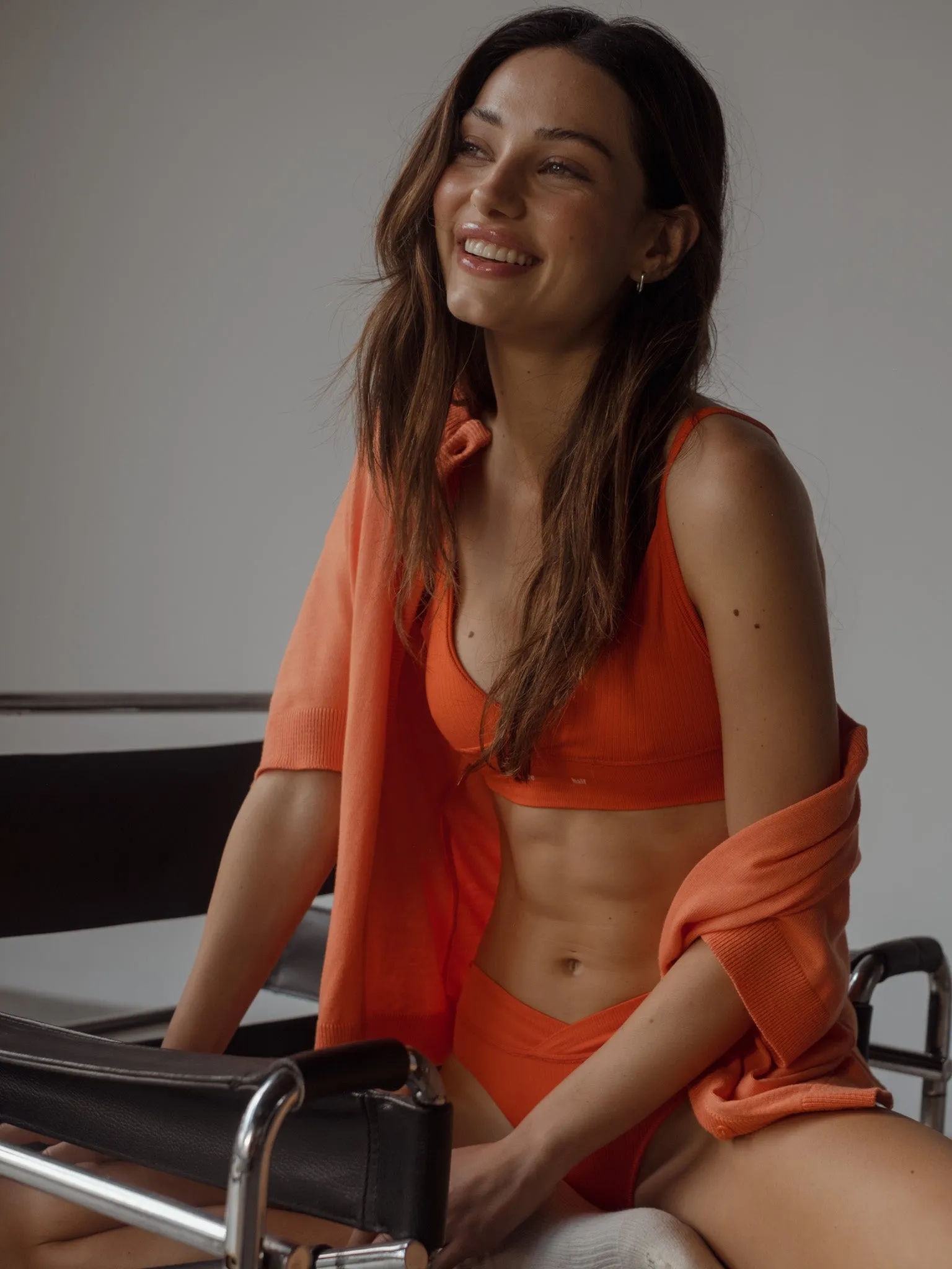 TWILL SEAMLESS TOP - BRIGHT ORANGE