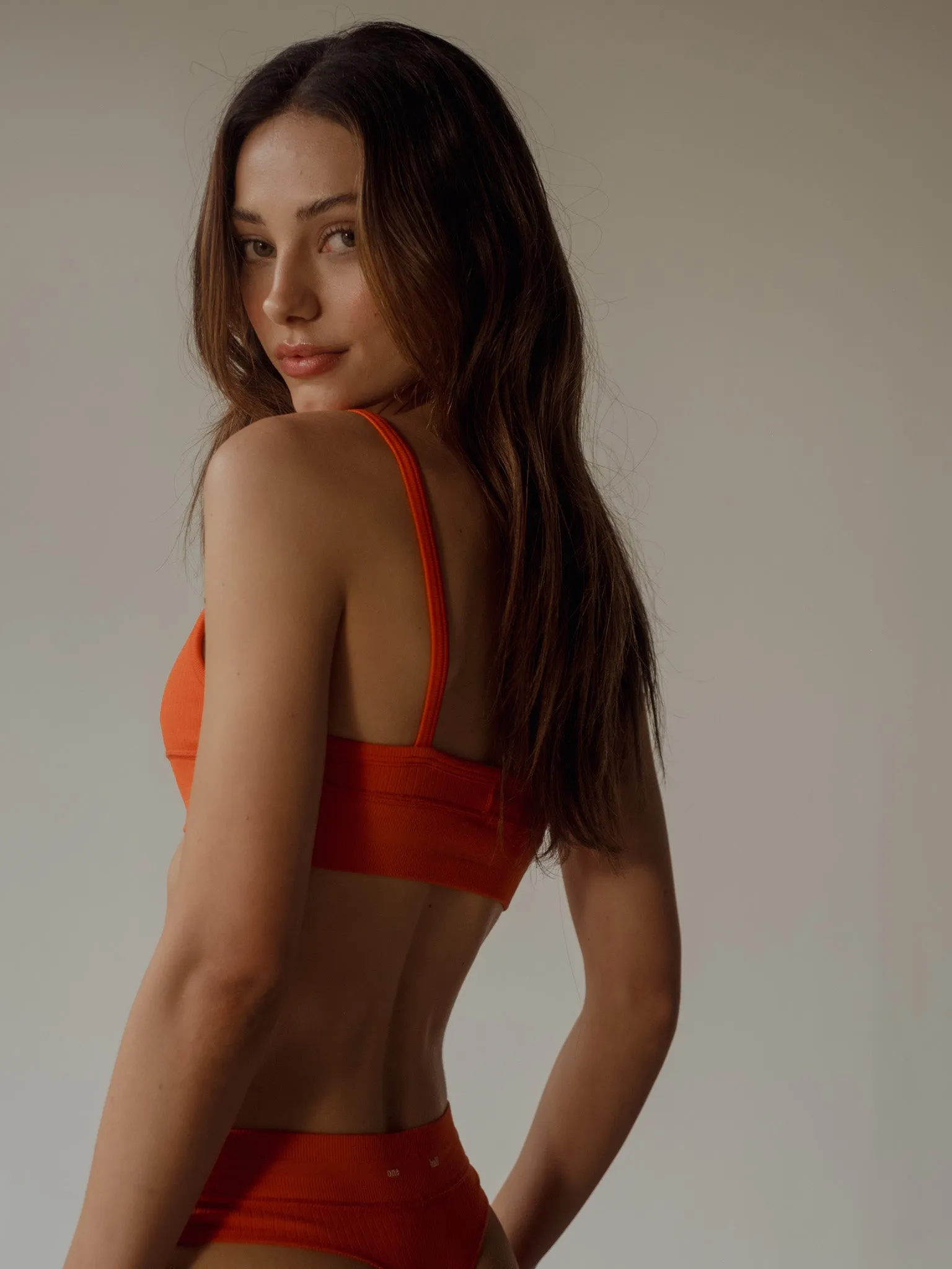 TWILL SEAMLESS TOP - BRIGHT ORANGE