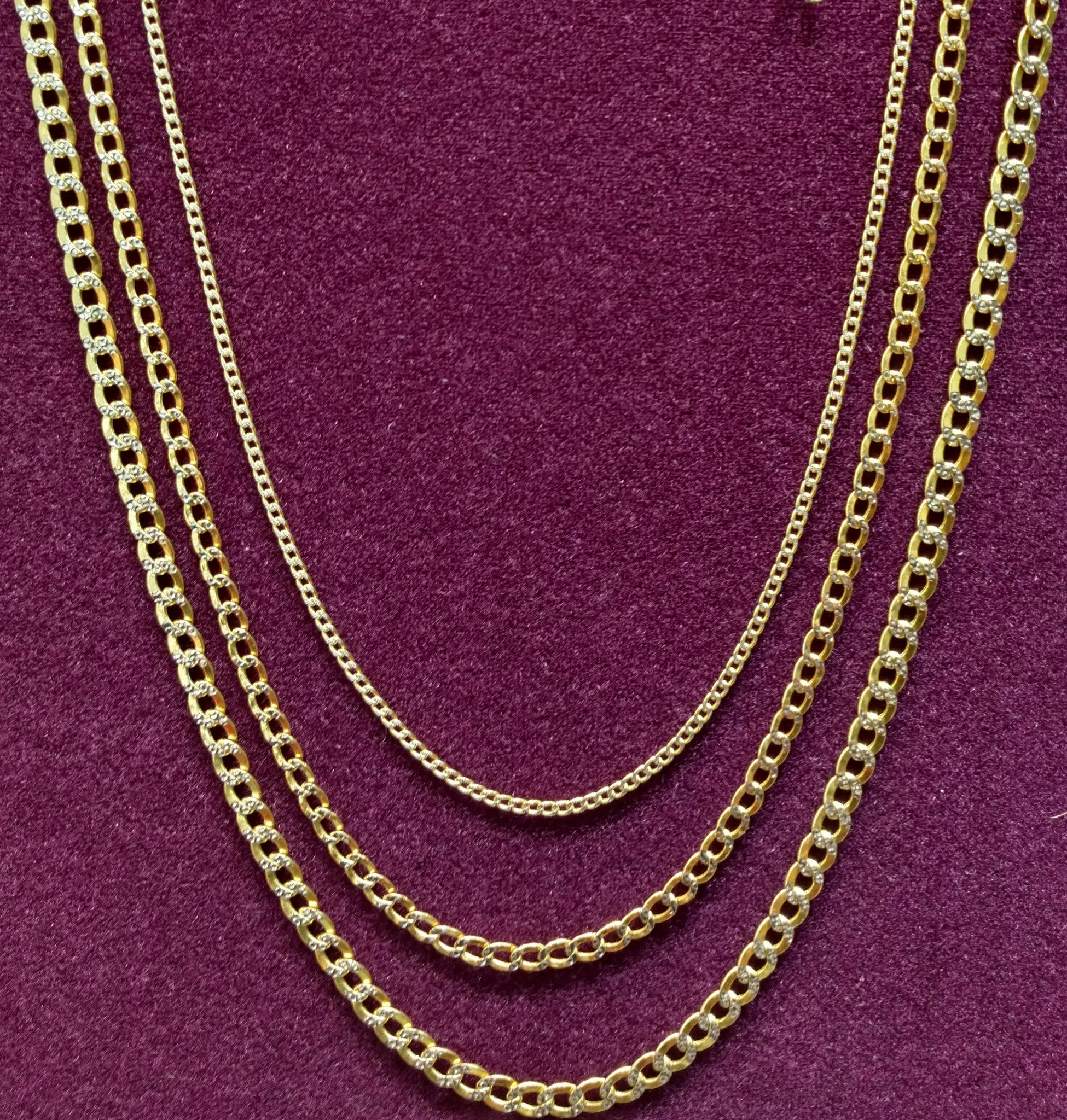 Two-Tone Lightweight Flat-Link Cuban Necklace 10K