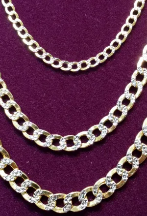 Two-Tone Lightweight Flat-Link Cuban Necklace 10K