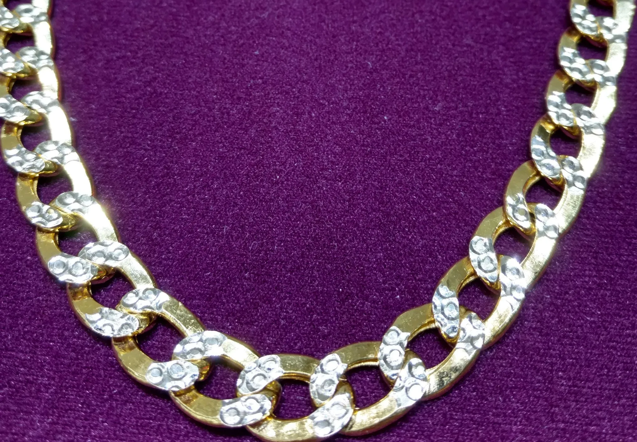 Two-Tone Lightweight Flat-Link Cuban Necklace 10K
