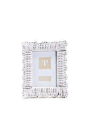 Two's Company White Wicker 5x7 Frame