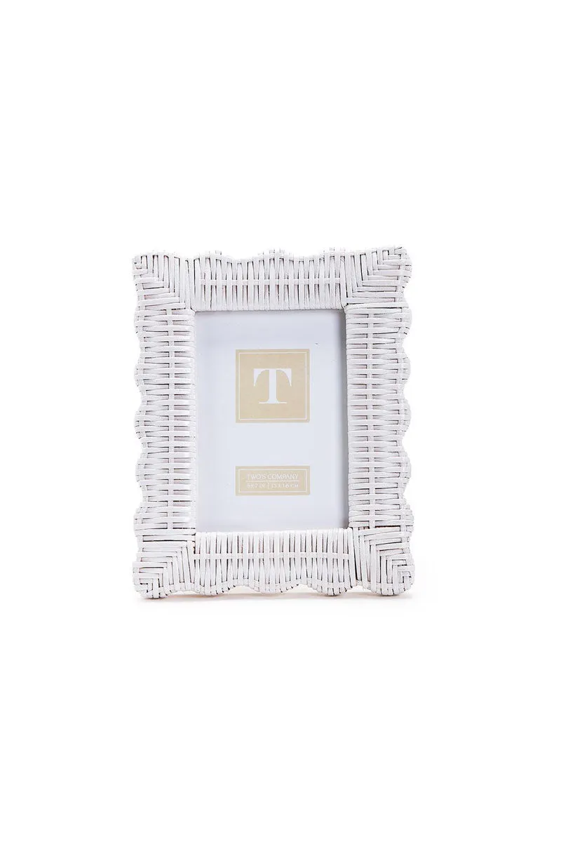 Two's Company White Wicker 5x7 Frame