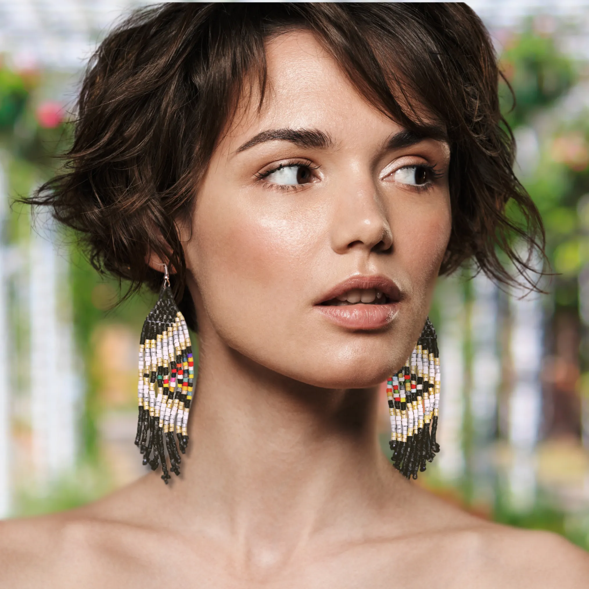 Ultra Lightweight Beaded Earrings in Symmetrical Design