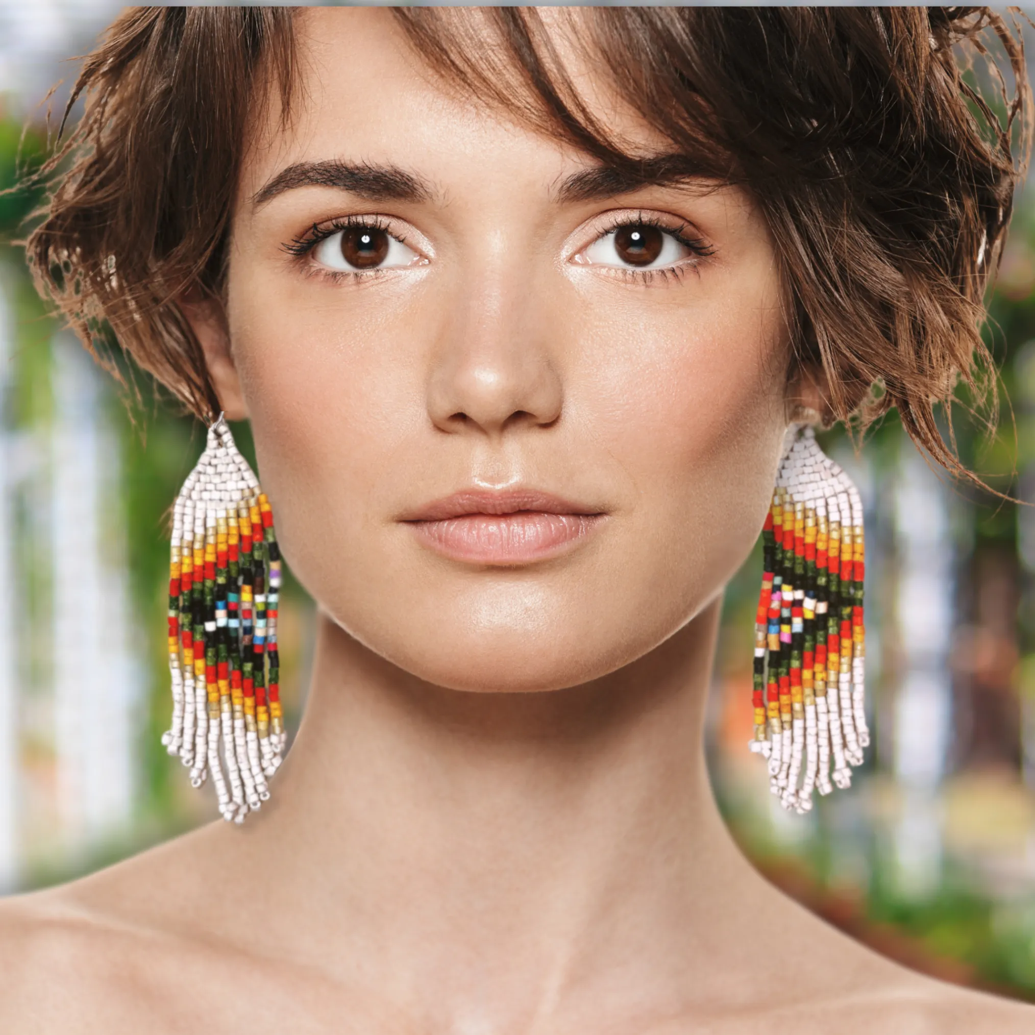Ultra Lightweight Beaded Earrings in Symmetrical Design