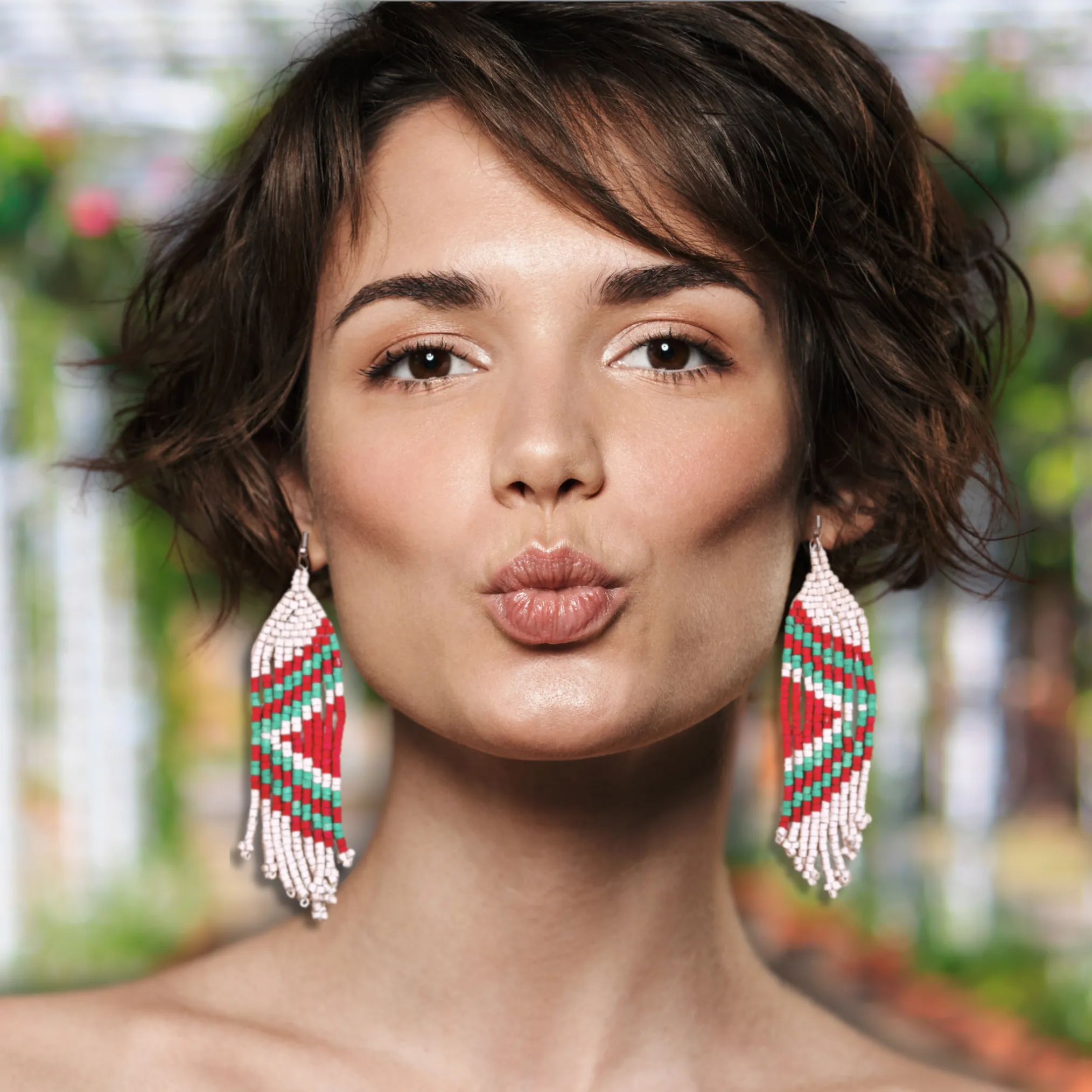 Ultra Lightweight Beaded Earrings in Symmetrical Design