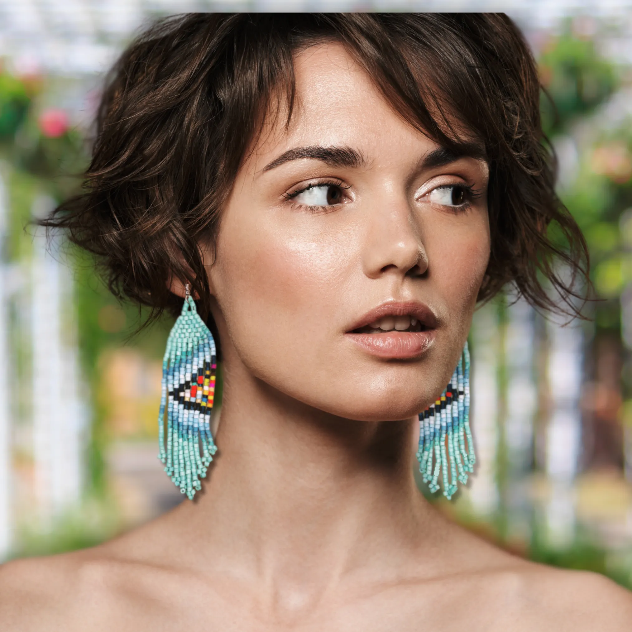 Ultra Lightweight Beaded Earrings in Symmetrical Design