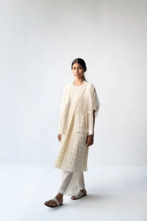 Urvashi Kaur   -   Antique White Echo Dress Checkered With Kantha Details
