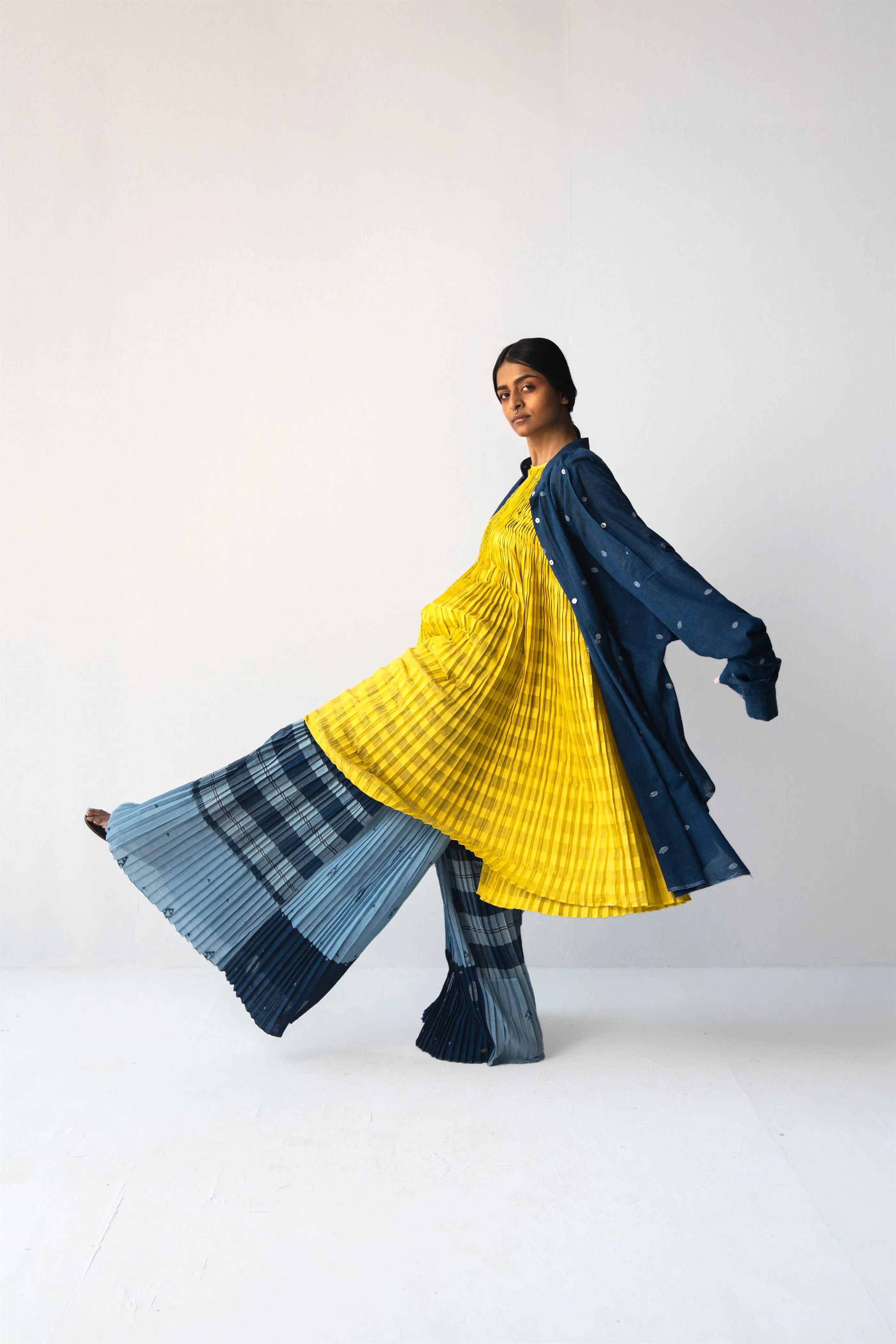 Urvashi Kaur   -   Echo Dress Checkered With Kantha Details