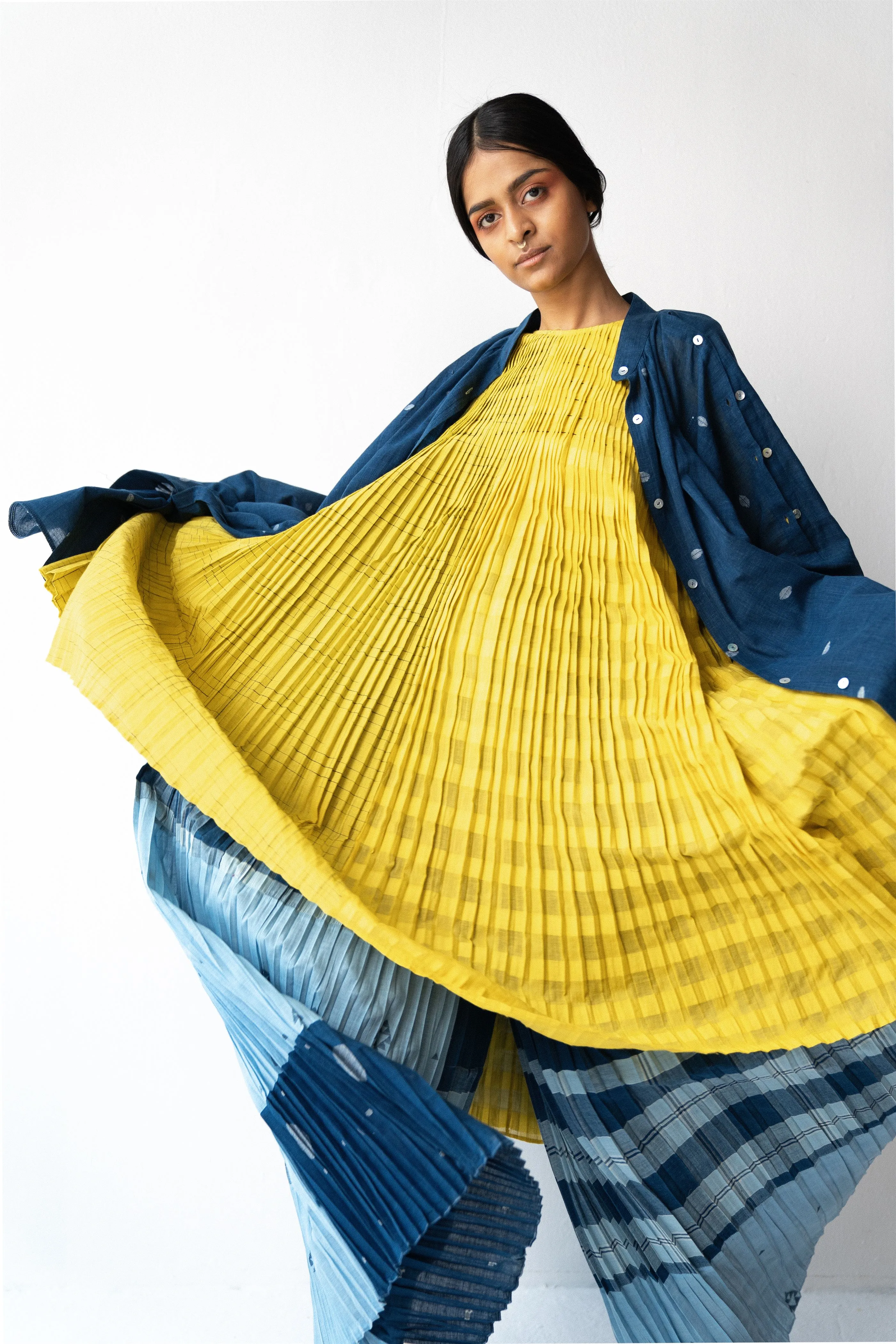 Urvashi Kaur   -   Echo Dress Checkered With Kantha Details