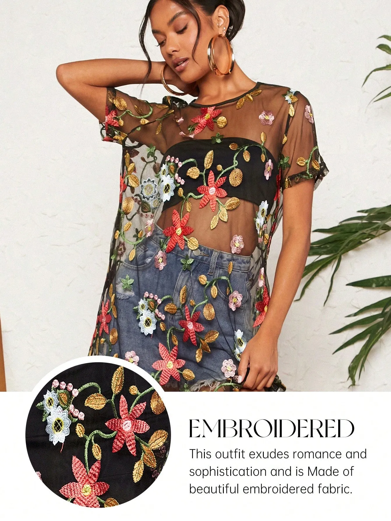 Vestido de bordado floral para mujeres en Cherry Vibes