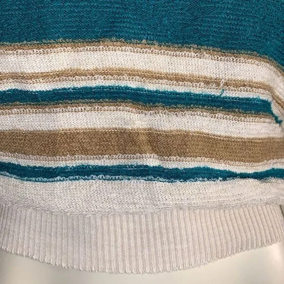 Vintage 60’s Mod JC Penny Striped Terry Cloth Pullover Short Sleeve Sweater Larg