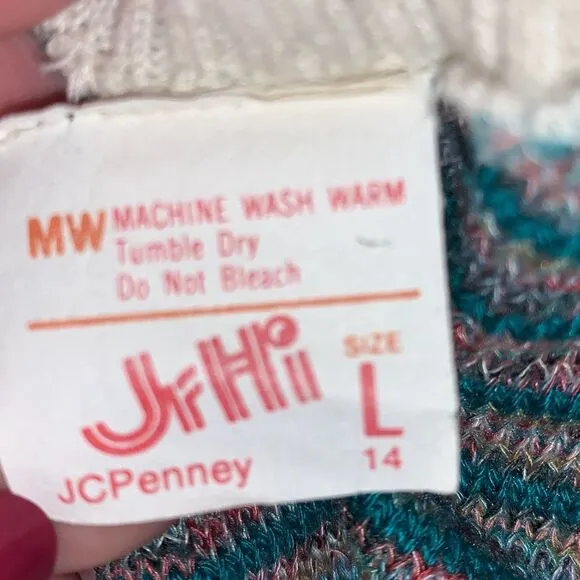 Vintage 60’s Mod JC Penny Striped Terry Cloth Pullover Short Sleeve Sweater Larg