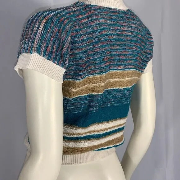 Vintage 60’s Mod JC Penny Striped Terry Cloth Pullover Short Sleeve Sweater Larg