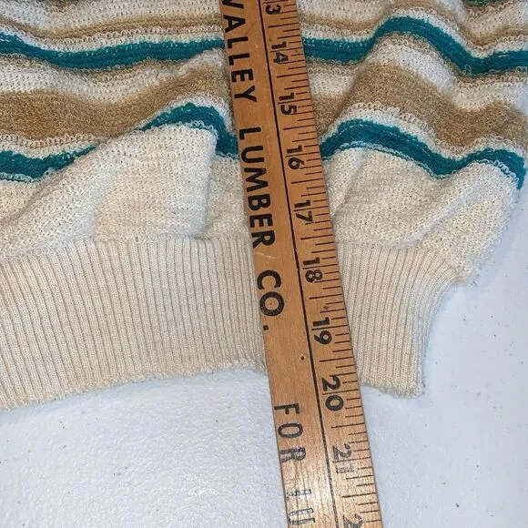 Vintage 60’s Mod JC Penny Striped Terry Cloth Pullover Short Sleeve Sweater Larg