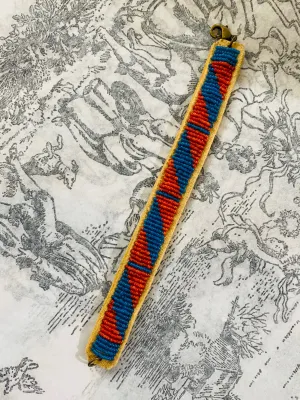 Vintage Blue and Orange Beaded Bracelet