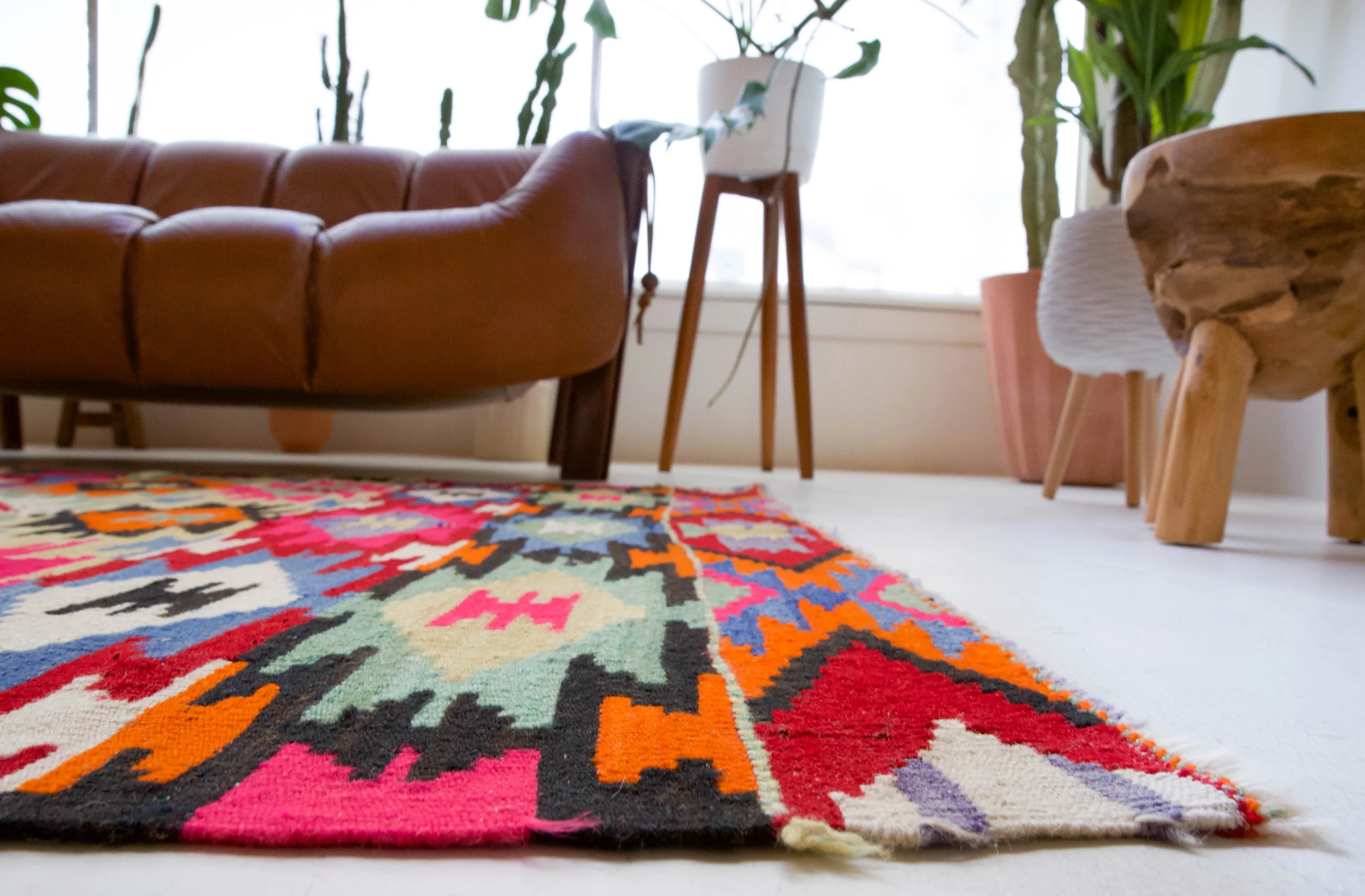 Vintage Denizli Kilim Rug 4'10"x6'11"